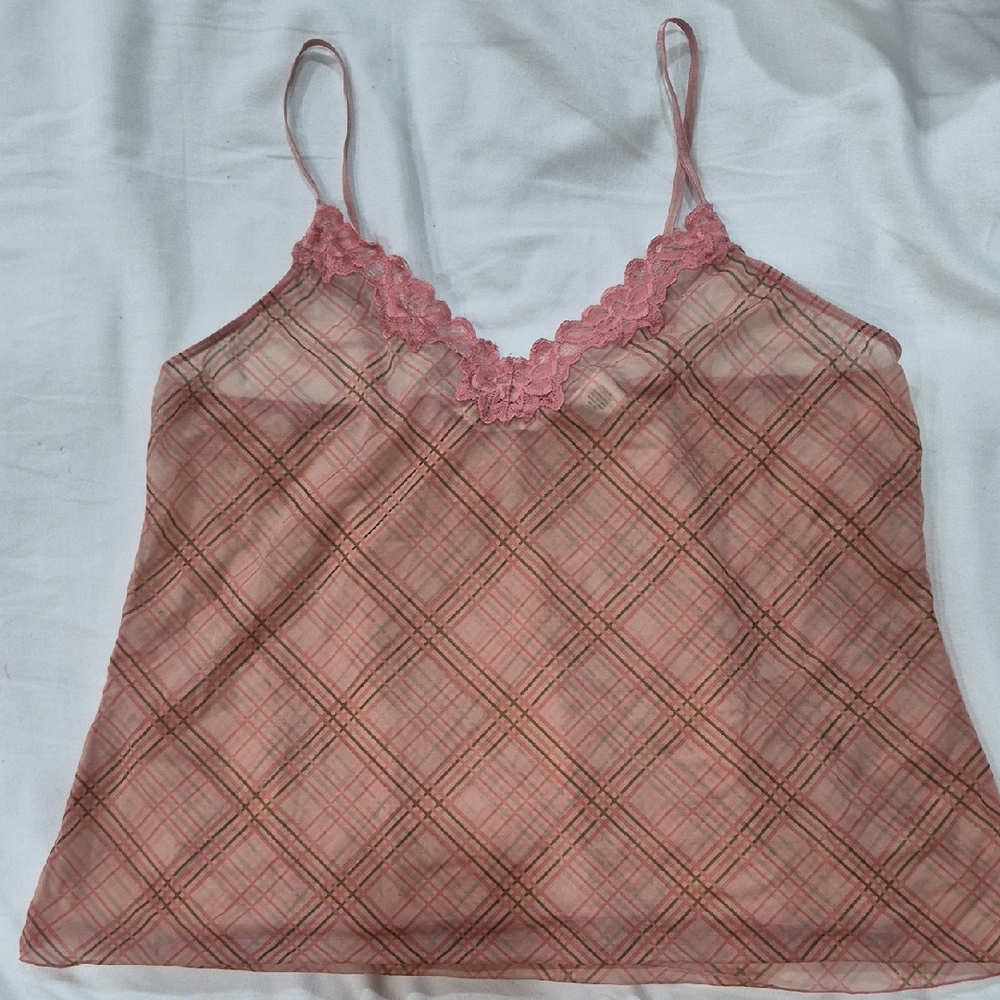 Gilligan O'Malley Pink Plaid Chemise Lingerie with Lace Trim Size 3X